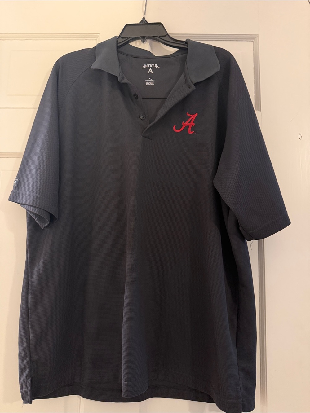 Antigua Men's Charcoal Polo with Red 'A' Embroidery